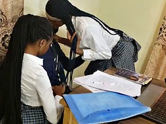 Naughty students in uniform offer sex to improve exam scores in the principals office