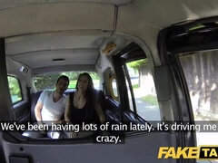 Alexa Tomas fucks her boyfriend in the back of a fake taxi for a cumshot