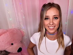 Pigtails stepteen sucking taboo shaft during POV sex