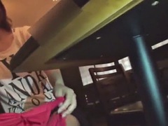 Young Japanese girl takes off her panties to piss in a coffee shop