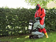 Chemical Hazmat Rubber Suit Action