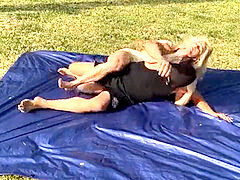 Amazon Nikki Takes On spycam in a warmed #mixed #wrestling match! - total
