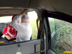 Festive taxi fuck with busty blonde