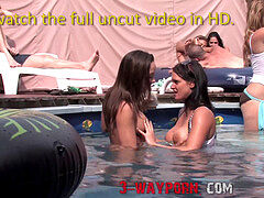 3-Way pornography - ample inexperienced Poolside Orgy