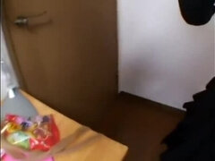 Japanese maid gives handjob