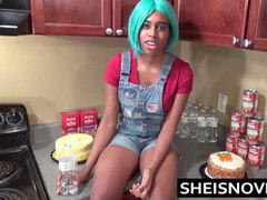 Step brutha talks Young Ebony Step Sister Into Kitchen fuck-a-thon