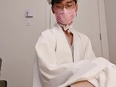 Asian sissy femboy shakes her useless little penis