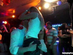 Wild club orgy with slutty party girls getting down and dirty