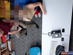 Young blonde thief offers to be punished with a hard guard job in thiscorruption video