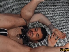 Dominant stud fucks his submissive and cums on his anal hole