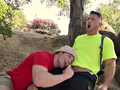 ADULT TIME - OOPSIE - Helpful friend Michael Boston sucks the venom out of his hiking buddys huge cock!