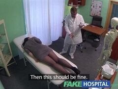 Naughty brunette patient gets a hot massage from a fakehospital doc in POV