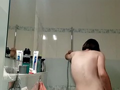 Amatoriale, Europea, Divertente, Gay, Realtà, Doccia, Magra, Solo