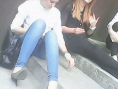 Bisexual, Búlgaro, Tacones, Al aire libre, Fumando