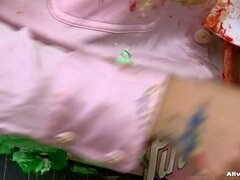 Tetas grandes, Negro, Rubia, Comida, Látex, Natural, Tetas naturales, Coleta