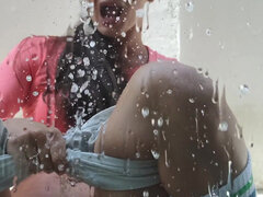 18, Vacker, Brunett, Fingering, Fitta, Solo, Tonåring, Toalett