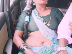 Telugu Honey Lips Cheating Housewife in Sexy Saree Fucks Husband's Brother with Dirty Talk - Car Sex Jungle