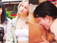 German Lesbian Amateurs Nina J and Lindsey Cruz Lick Pussy with Cream and Fruit Fingering