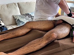 Amateur, Mamada, Peludo, Besar, Masaje, Músculo, Aceite, Nalgadas