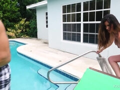 Braunhaarige, Hd, Latina, Im freien, Pool, Rasiert