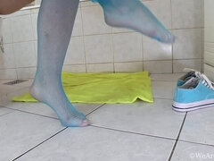 Morena, Peludoa, Lingerie, Ducha chuveiro, Meias finas