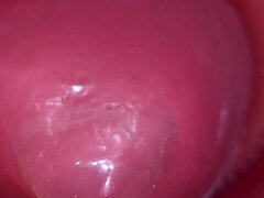 Inside a Camgirl Cervix POV Camera in Vagina with Big Dick Toy