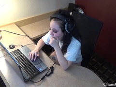 18-19 year old Lenna Lux jacking off  in headphones