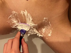 I asked my stepbrother to shave my pussy. He was so sexy that he fucked me in the bathroom