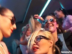 Lesbian party girls pleasure each other in public club with softcore party