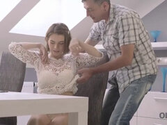 Marina Visconti relaxes with her dad's help in this hot Russian teen video