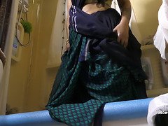 Step-Dantasy Indian Maid Cleaning And Showering in the shower with her tattooed big ass
