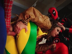 Allie Haze gets fucked hard by two super heroes