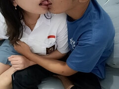 Amateur, Asiatique, Belle grosse femme bgf, Sucer une bite, Couple, Indonésienne, Seins naturels, Chatte