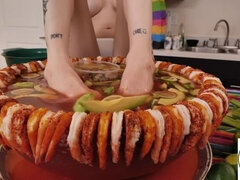 Bruinharig, Voeten, Eten, Voeten fetish, Harig, Feest, Tiener, Tieten likken