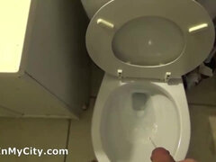 Secret Toilet blowjob - Amateur homemade POV oral sex with nerdy brunette in glasses
