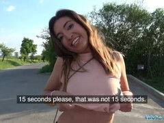 Public Agent Mexican babe Frida Sante gives roadside blowjob and fucking