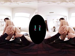 Tridimensionnel, Anal, Sucer une bite, Brunette brune, Tir de sperme, Hard, Pov, Nénés