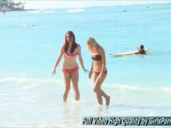 Melody and Lena ladies porno teenager Hawaii Part II The beach smooching