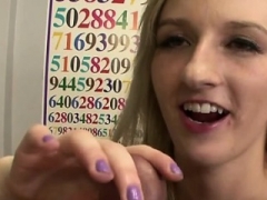 18-19 year old enjoys the feeling of a strong love tool in her hands