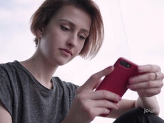 Kont, Bruinharig, Handbeurt, Naakt, Natuurlijke tieten, Kort haar, Tiener, Tieten likken