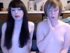 Tranny couple give bj each other until they cum