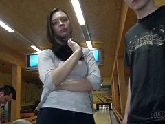 Hunt4k rich guy meets scanty duo in bowling and screws female hard