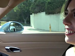 Cruise with super cute Angel Windell plays with her pussy while driving and gives her a point of view on the road