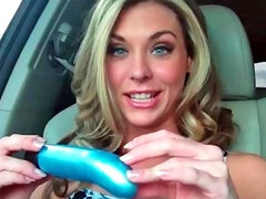 Michelle Monroe indulges in hot self-satisfaction while sitting in car