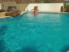 아마추어, 오랄섹스, 커플, 나이든, 자연의 가슴, 풀, 수중