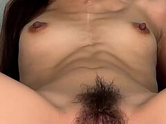 Hairy Pussy Worship! Hot Asian Teen in Stockings Gets Facesitting - Lick My Pussy & Eat My Ass, Filthy White Man!