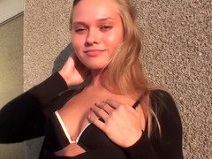 Nestee Shy gets her snatch and besides mouth fucked on the public balcony