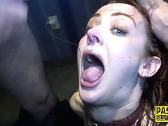 Mouth spermed fetish submissive gets belt