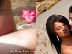 A couple of Hot models Gobble Cock At The Beach.mp4