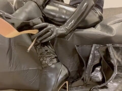 Bottes, Pieds, Gants, Talons, Latex, Spandex